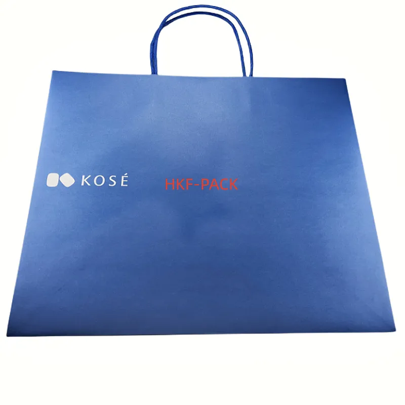Blue folding bottom shopping bag