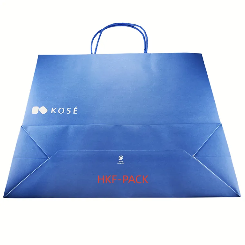 Blue folding bottom shopping bag